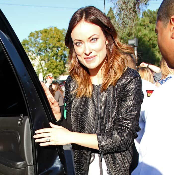Olivia Wilde wears her hair down as she arrives at The Burbank Studios for an appearance on "The Tonight Show with Jay Leno"