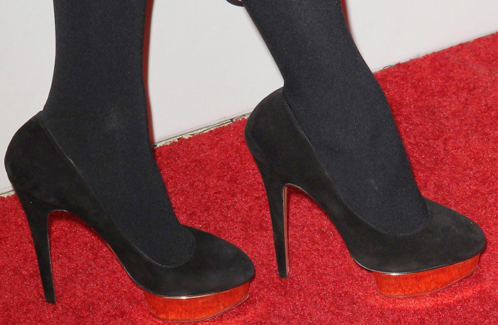 Paris Hilton's feet in Charlotte Olympia 'Dolly Island' platform pumps