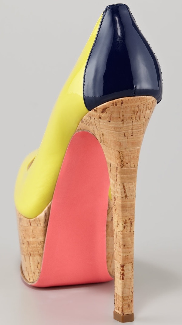 Ruthie Davis Patent Leather Colorblock Cork-Platform Pumps