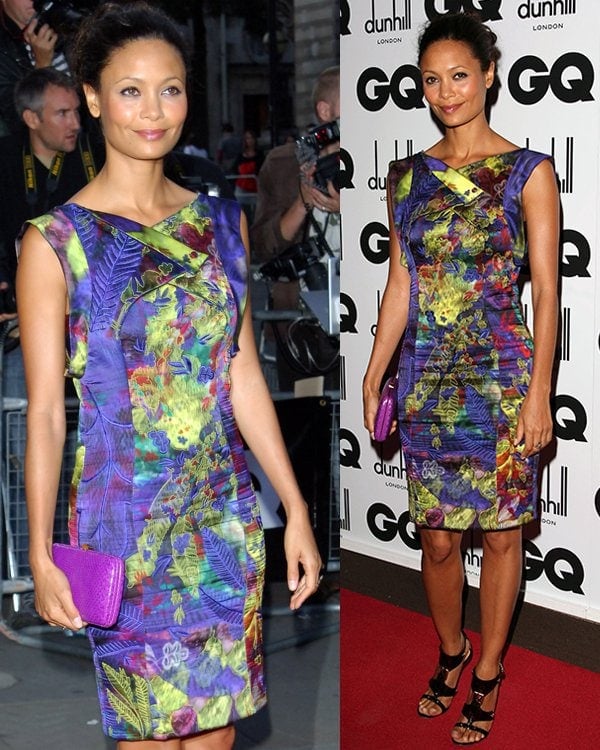 Thandiwe Newton wears a colorful dress at the GQ Men of the Year Awards