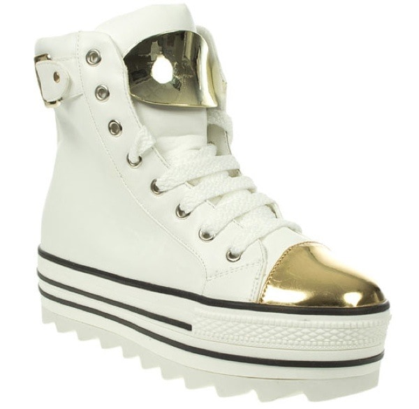 Truffle Lace-Up Hi Top Flatform Trainers