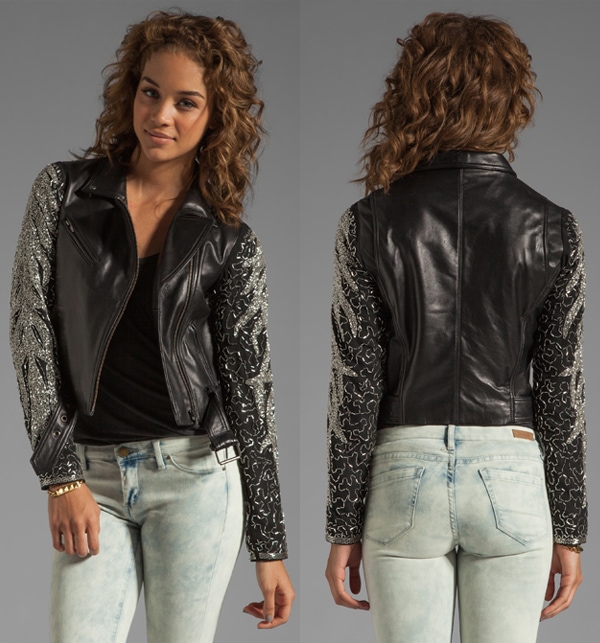 Veda Aquarius Leather Embellished Jacket