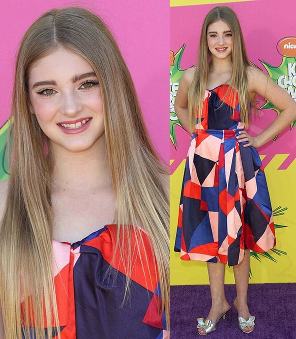 Willow Shields in a playful Marc by Marc Jacobs dress at Nickelodeon's 26th Annual Kids' Choice Awards