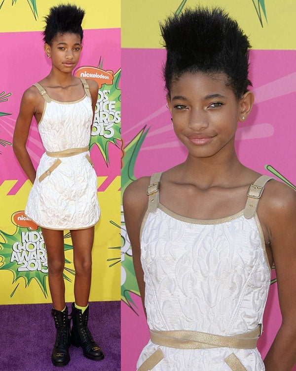 Willow Smith exudes elegance in a belted white Chanel Resort 2013 minidress at the 2013 Kids' Choice Awards