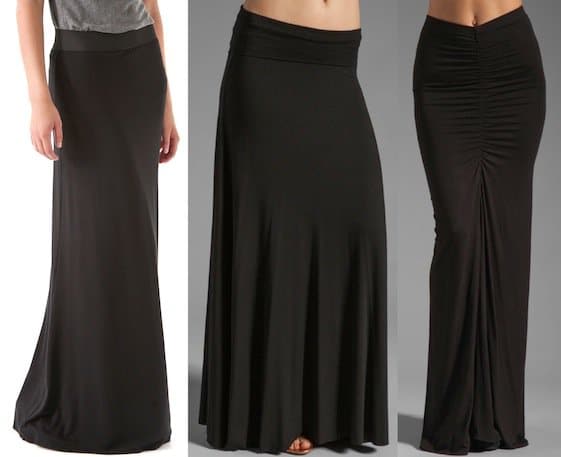 Unveiling the must-have essentials for any fashion enthusiast: the sleek LNA Column Long Skirt in Black, the flowy Rachel Pally Long Full Skirt, and the striking Boulee AJ Maxi Skirt