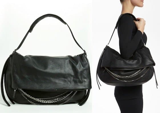 Jimmy Choo "Biker-Large" Leather Shoulder Bag in Black