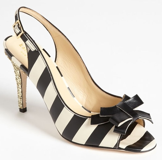 This striped peep-toe pump is the quirky shoes for luncheon or even for weddings.