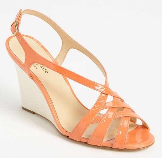 This wedge is slightly more formal, with its glossy sherbet-hued straps. It's great with maxi dresses or skirts.