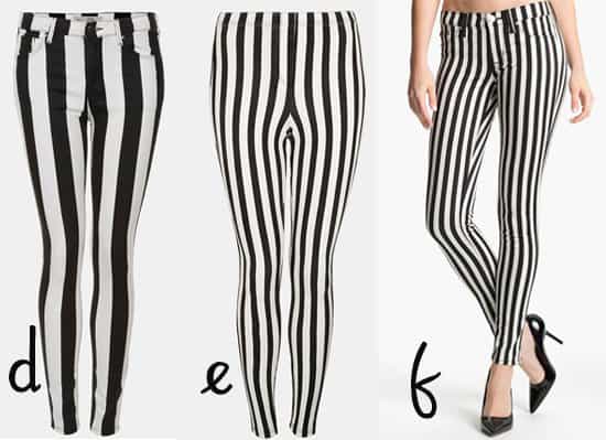 Topshop Moto Leigh Stripe Skinny Jeans / Topshop Mod Stripe Denim Leggings / Hudson Jeans Krista Stripe Super Skinny Jeans