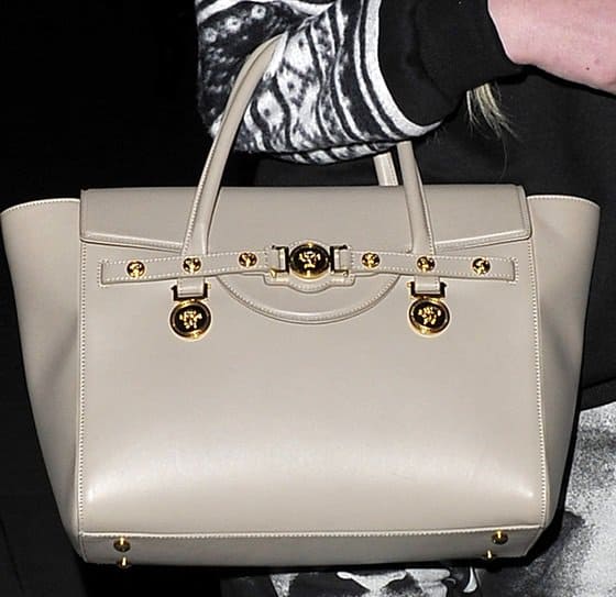 Iggy Azalea's light grey Versace Signature handbag