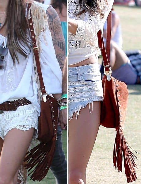 Alessandra Ambrosio's Giuseppe Zanotti fringe bag during Coachella 2013