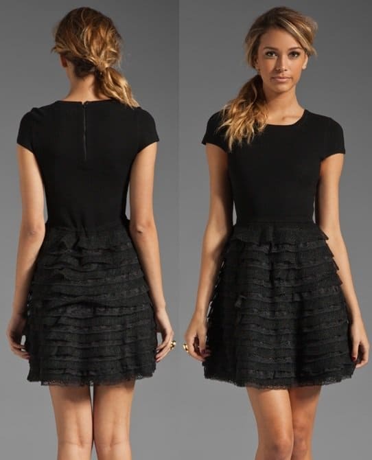 Alice + Olivia Colette Ruffle Bottom Dress