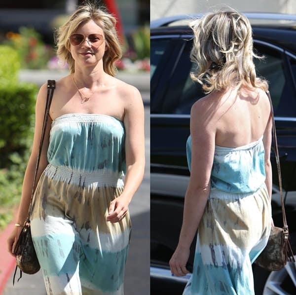 Amy Smart spotted leaving the Dry Bar Salon in Los Angeles, showcasing her laid-back style on April 25, 2013