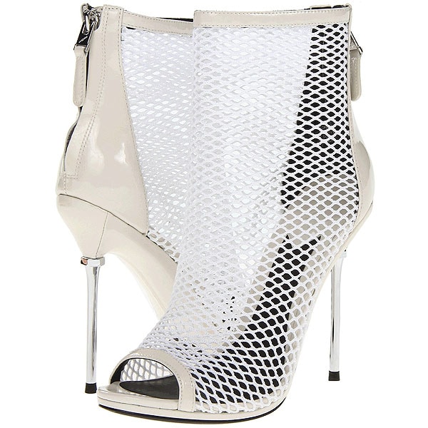 B Brian Atwood" Michelet" Mesh Booties in White Mesh