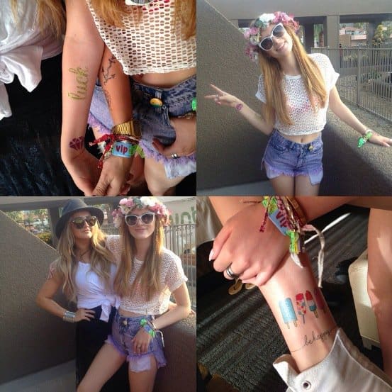 Bella Thorne showing her outfit on the first day (weekend 1) of the Coachella Valley Music and Arts Festival via her Mobli