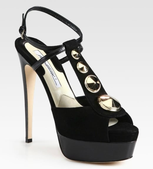 Brian Atwood Clizia Suede & Leather T-Strap Platform Sandals
