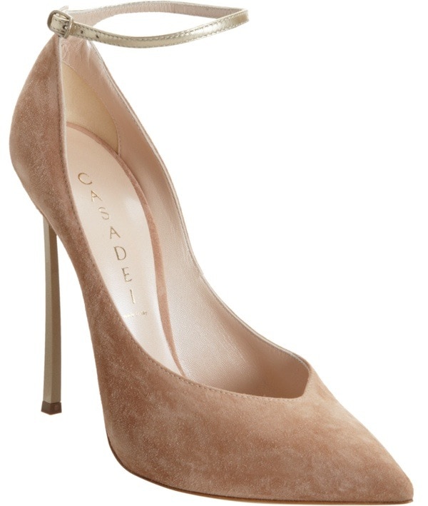 Nude Casadei Blade Heel Pump With Ankle Strap