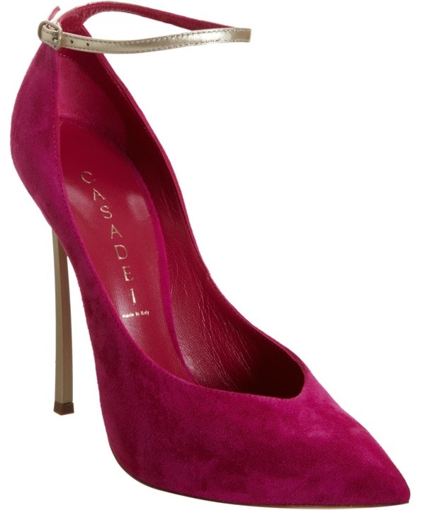 Raspberry Casadei Blade Heel Pump With Ankle Strap