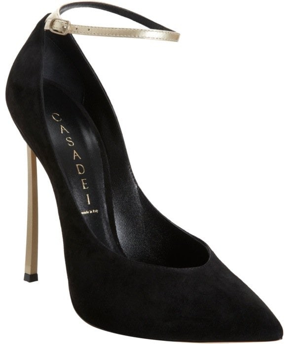 Black Casadei Blade Heel Pump With Ankle Strap