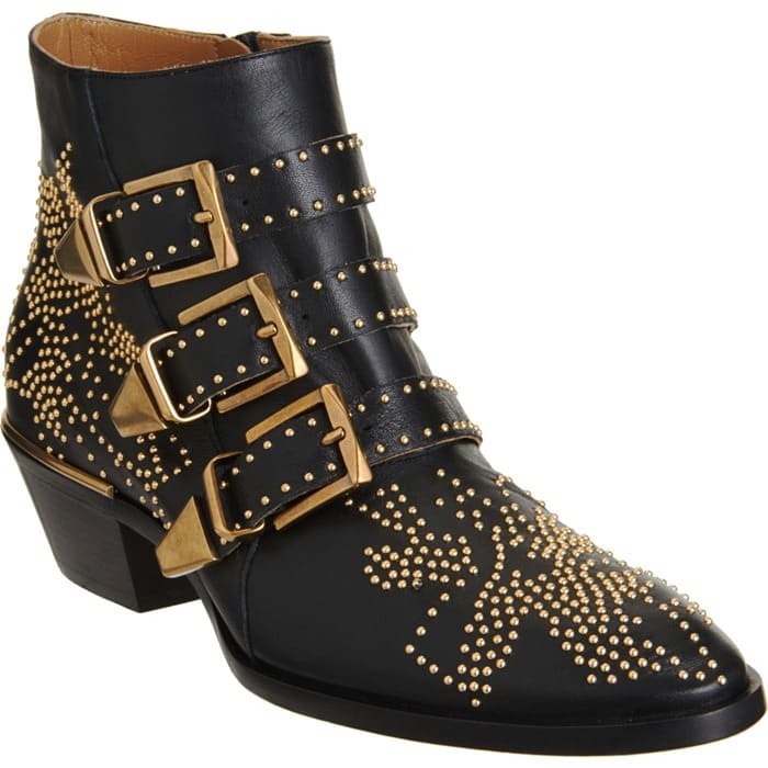 Chloe "Susan" Studded Ankle Boots in Black