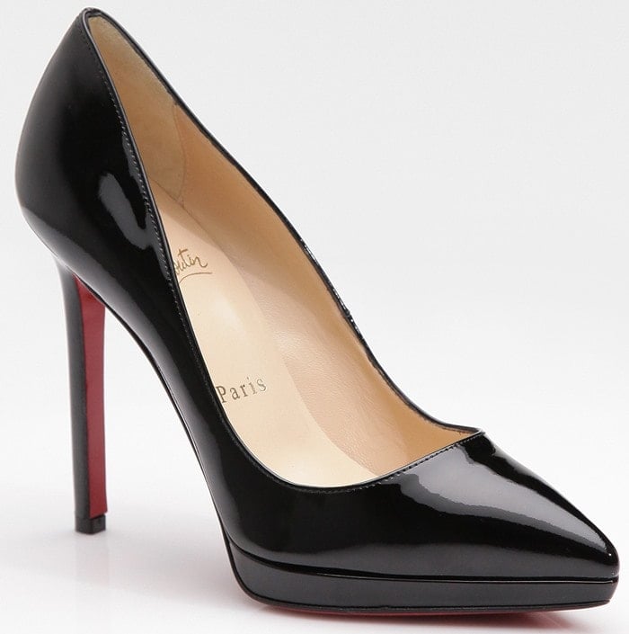 Christian Louboutin Black Pigalle Plato Patent Leather Platform Pumps