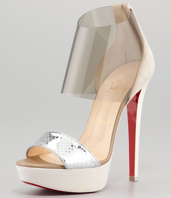 Christian Louboutin Dufoura Open-Toe Booties in Smoke