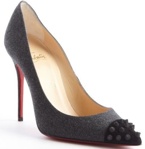 Christian Louboutin Gray and Black 'Geo' Pump 100 Flannel Spike Toe Pumps