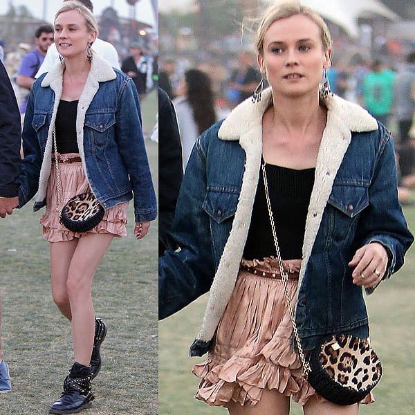 Diane Kruger fails in a fleece-lined denim jacket