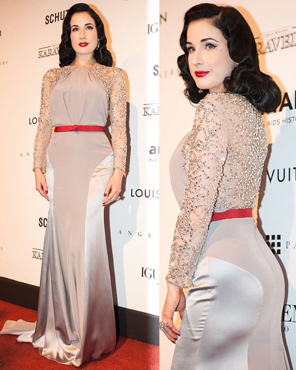 Dita Von Teese exudes 1930s Hollywood glamour at the amfAR Inspiration Gala against AIDS in Sao Paulo, Brazil, on April 5, 2013