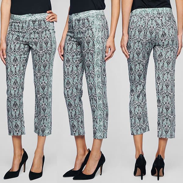 Elegant and versatile, the Ella Moss 'Dixon' Paisley Pants in classic black, a celebrity favorite for $138