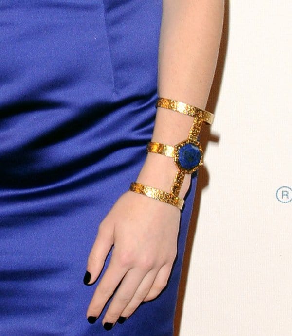 Emma Roberts shows off her Isharya Blue Lapis Goddess Power cuff