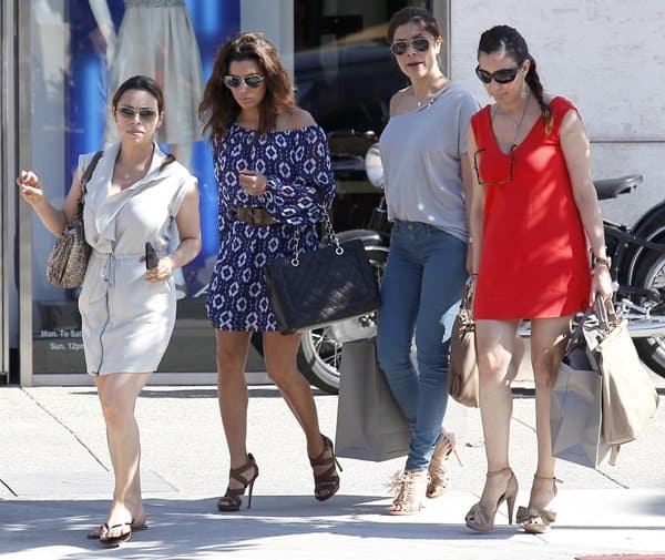 Eva Longoria shopping at Sunset Plaza with friends in Los Angeles