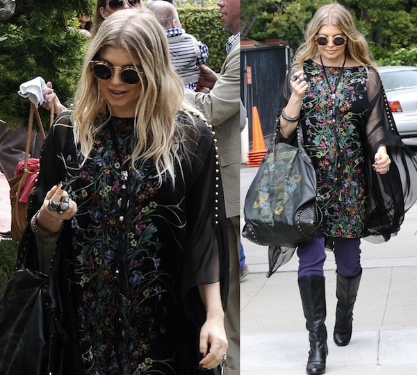 A pregnant Fergie leaving a church in Brentwood after Easter Sunday mass