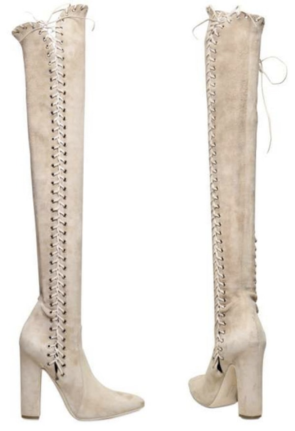 Salvatore Ferragamo 110mm Sakis Suede Corset Lace High Boots