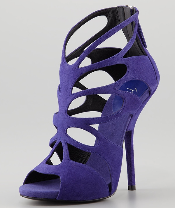 Giuseppe Zanotti Butterfly Cutout Suede Sandals in Purple