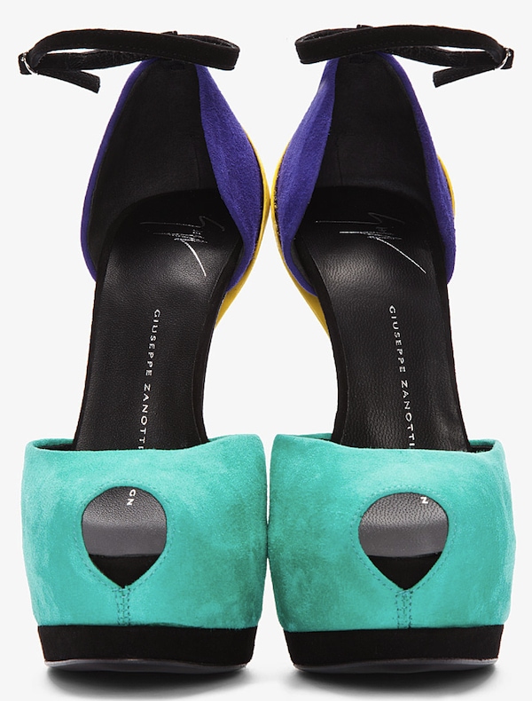 Giuseppe Zanotti Turquoise Color-Block 'Sharon' Heels