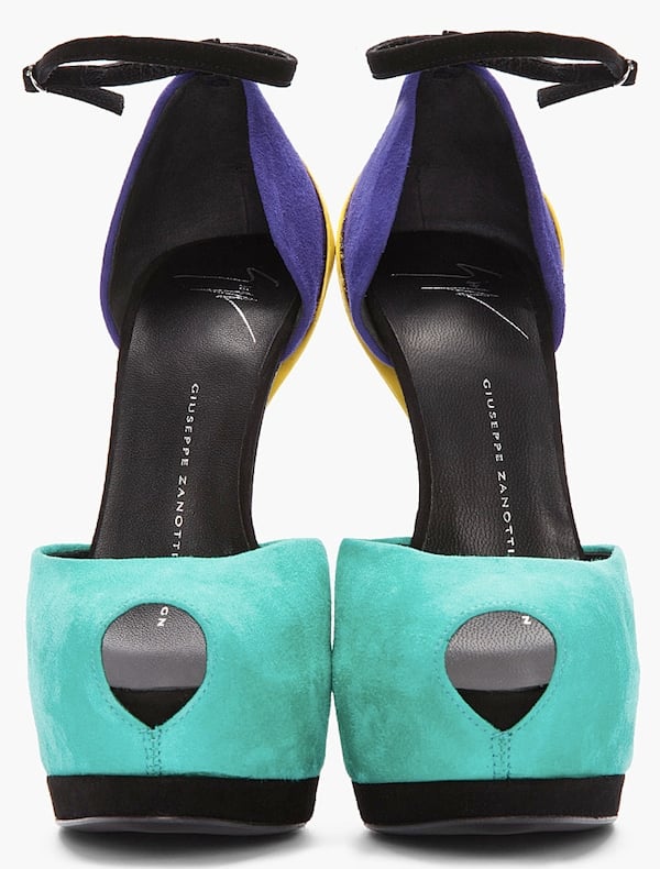 Giuseppe Zanotti Turquoise Color-Block 'Sharon' Heels