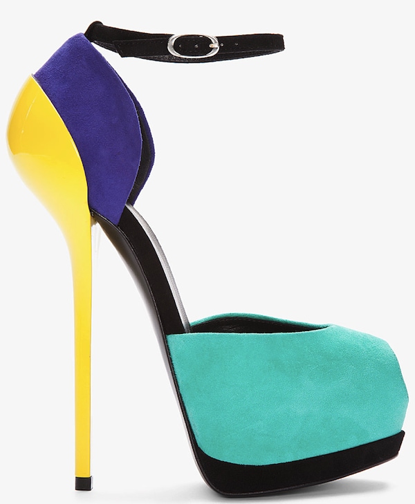 Giuseppe Zanotti Turquoise Color-Block 'Sharon' Heels