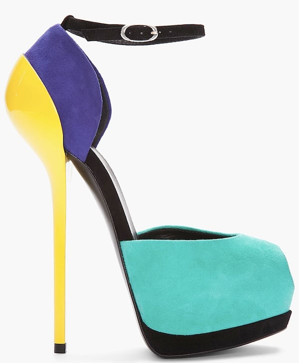 Giuseppe Zanotti Turquoise Color-Block 'Sharon' Heels