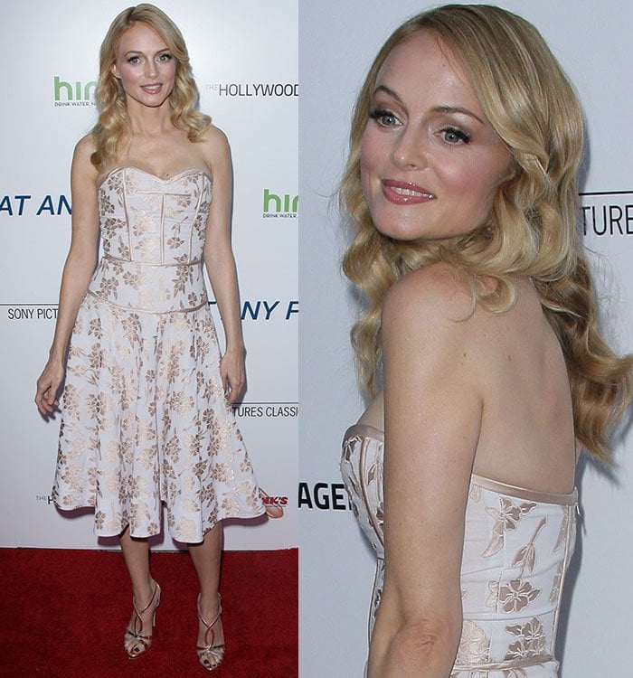Heather Graham flaunts her legs in a strapless dress at the "At Any Price" - Los Angeles Premiere