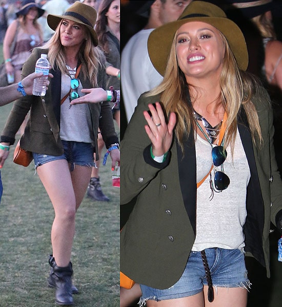 Hilary Duff pairs a tailored blazer with festival vibes at Coachella 2013