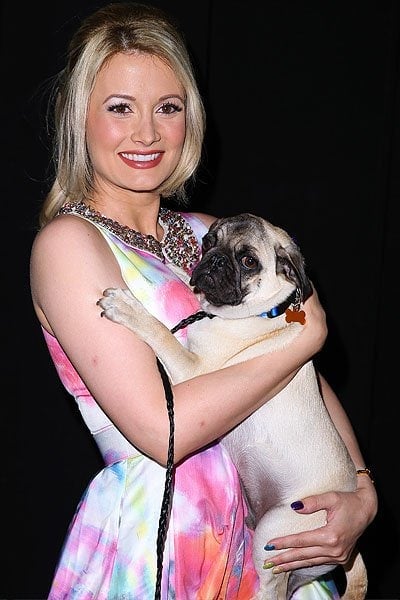 Holly Madison holding a super cute dog