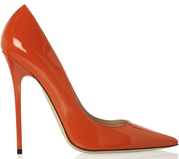 JIMMY CHOO Anouk patent-leather pumps $575 Outstep