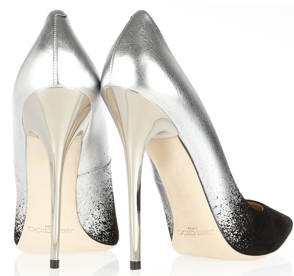 Jimmy Choo Anouk Black Suede and Silver Dégradé Pointy Toe Pumps1