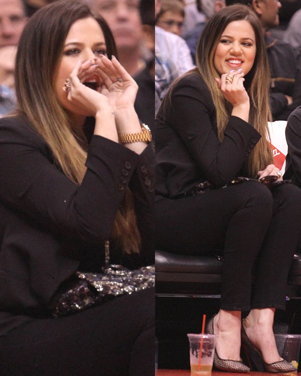 Khloe Kardashian watches the Los Angeles Clippers vs Indiana Pacers at the Staples Center on April 1, 2013