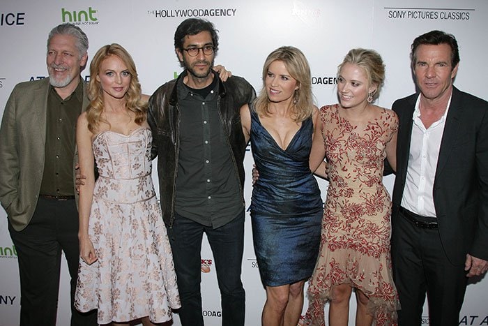 Clancy Brown, Heather Graham, Director Ramin Bahrani, Kim Dickens, Maika Monroe, and Dennis Quaid at the Egyptian Theatre for the LA premiere of "At Any Price"