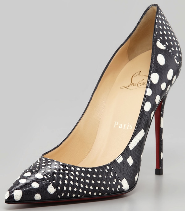 Christian Louboutin 'Decollette' Polka-Dot Watersnake Red Sole Pump