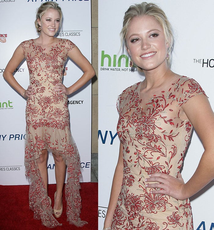 Maika Monroe in a floral Marchesa dress at the "At Any Price" - Los Angeles Premiere