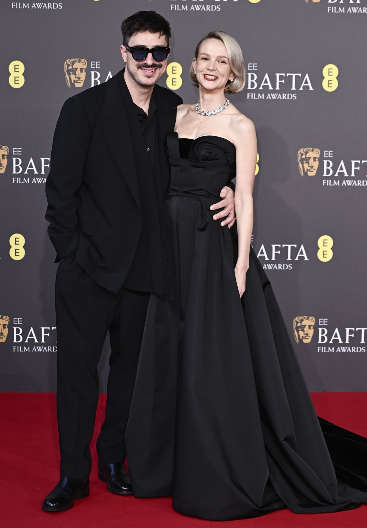 Marcus Mumford and Carey Mulligan attend the 2024 EE BAFTA Film Awards at The Royal Festival Hall on February 18, 2024 in London, England