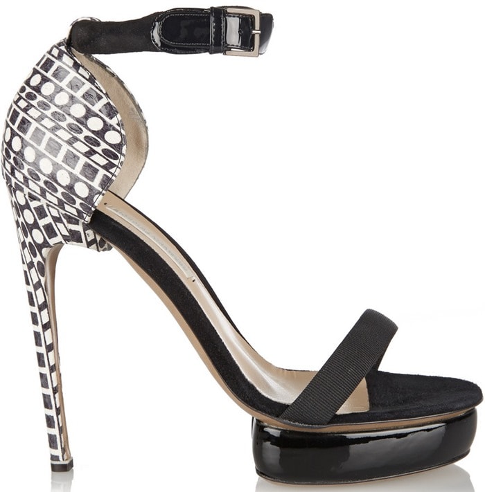 Nicholas Kirkwood Black Elaphe and Suede Sandals